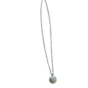 silver color metal long chain black rhinestone  ball pendant necklace